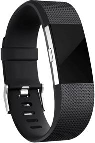 img 3 attached to 💪 Заменительные браслеты Maledan для Fitbit Charge 2 - набор из 3, большой размер, серый, синий, черный