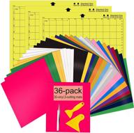 🎨 htv heat transfer vinyl bundle: 30 sheets 12"x 12" iron on vinyl sheets with 3-pack cutting mats and 3-piece weeding tools - assorted colors for diy iron on fabrics and t-shirts logo