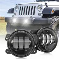 🔦 enhance visibility with 60w led fog lights for jeep wrangler jk 07-18 unlimited - white chip driving offroad foglights logo