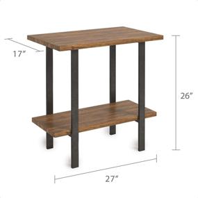 img 1 attached to 🏡 Barnyard Designs 2-Tier Rustic Solid Pine Wood End Table - Versatile Rectangular Side or Accent Table - 27”L x 17" W x 26" H