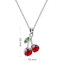 img 1 attached to 🍒 VONSSY Personalized Red Cherry Pendant Necklace: Exquisite Ruby Flower Sweater Chain with 5A CZ - Perfect Jewelry Gift for Women, Girls, and Girlfriends