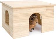🏠 niteangel wood house: ideal hut hideout for chinchillas and guinea pigs, featuring window logo