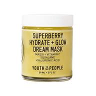 🌙 youth to the people superberry hydrate + glow dream mask - hyaluronic acid + antioxidant vitamin c - hydrating vegan face mask for skin glow - overnight anti-aging treatment - clean beauty (2oz) logo