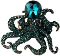 🐙 halloween costume jewelry: yacq crystal creepy octopus pin brooch for women teen girl– perfect party accessory! logo