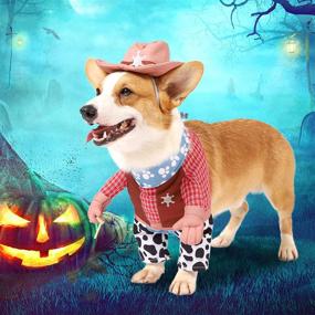 img 1 attached to 🐶 Spooktacular Creations Dog Halloween Cowboy Pet Costume - Perfect for Party Dress-up, Role Play, Cosplay, Carnival, and Holiday Decorations Clothes