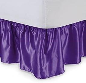 img 3 attached to 🛏️ Stylish Linens And More Satin Solid Shiny Smooth Bed Skirt - Available in Twin, Full, Queen, & King Sizes and 7 Vibrant Colors (Purple, Full)