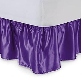 img 1 attached to 🛏️ Stylish Linens And More Satin Solid Shiny Smooth Bed Skirt - Available in Twin, Full, Queen, & King Sizes and 7 Vibrant Colors (Purple, Full)