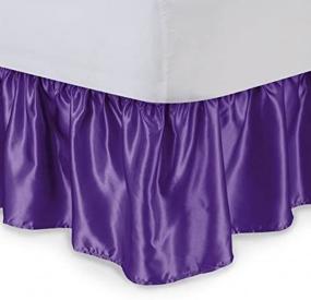 img 2 attached to 🛏️ Stylish Linens And More Satin Solid Shiny Smooth Bed Skirt - Available in Twin, Full, Queen, & King Sizes and 7 Vibrant Colors (Purple, Full)
