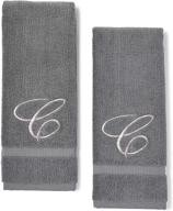 🔠 personalized letter c embroidered hand towels - 16 x 30 in, grey, set of 2 logo
