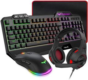 img 4 attached to 🎮 havit Gaming Keyboard Mouse Headset & Mouse Pad Kit: Rainbow LED Backlit, Wired, Over Ear Headphone with Mic for PC, Xbox ONE & PS4