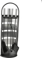 transform your fireplace with mind reader coolfire4-sil 4 piece stand alone set – steel construction, includes stand, brush, shovel/scooper, poker, tongs in sleek black logo