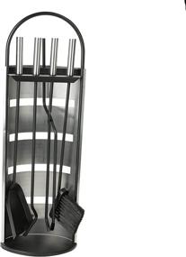 img 4 attached to Transform Your Fireplace with Mind Reader COOLFIRE4-SIL 4 Piece Stand Alone Set – Steel Construction, Includes Stand, Brush, Shovel/Scooper, Poker, Tongs in Sleek Black