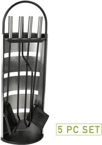 img 1 attached to Transform Your Fireplace with Mind Reader COOLFIRE4-SIL 4 Piece Stand Alone Set – Steel Construction, Includes Stand, Brush, Shovel/Scooper, Poker, Tongs in Sleek Black