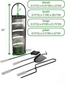 img 2 attached to Transform Your Fireplace with Mind Reader COOLFIRE4-SIL 4 Piece Stand Alone Set – Steel Construction, Includes Stand, Brush, Shovel/Scooper, Poker, Tongs in Sleek Black