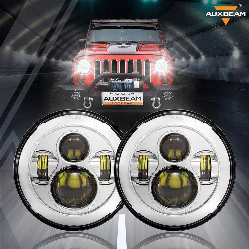 Auxbeam 7 Inch LED Headlights For Jeep Wrangler JK TJ LJ CJ Reviews &  Ratings | Revain
