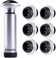 🍷 enhanced time scale record - set of 6 vacuum wine stoppers with wine saver vacuum pump in silver логотип