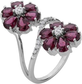 img 2 attached to 💍 ShahGems Summer Fashion Sale: Natural Passion Red Gemstone Birthstone Rings (Size 7) - Stunning 3.5 cttw Rhodolite Garnet, 2 Flower Shaped 925 Sterling Silver Rings