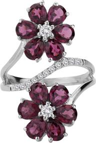 img 3 attached to 💍 ShahGems Summer Fashion Sale: Natural Passion Red Gemstone Birthstone Rings (Size 7) - Stunning 3.5 cttw Rhodolite Garnet, 2 Flower Shaped 925 Sterling Silver Rings