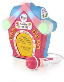 img 1 attached to Candy House Singing Machine: Kids Portable Bluetooth Sing-Along Speaker with LED Mic and Rooftop (SMK470)