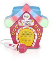 candy house singing machine: kids portable bluetooth sing-along speaker with led mic and rooftop (smk470) logo