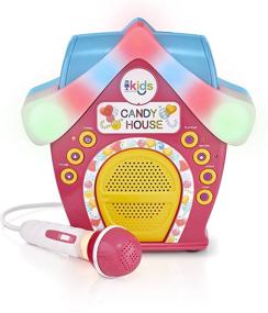 img 4 attached to Candy House Singing Machine: Kids Portable Bluetooth Sing-Along Speaker with LED Mic and Rooftop (SMK470)
