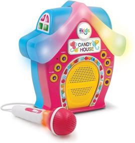 img 2 attached to Candy House Singing Machine: Kids Portable Bluetooth Sing-Along Speaker with LED Mic and Rooftop (SMK470)