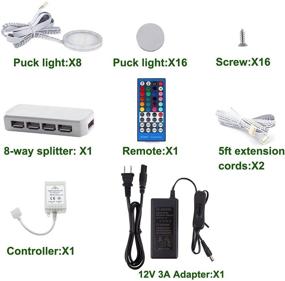 img 3 attached to 🎄 Wireless RGBW+White Color Changing Under Cabinet LED Lighting Kit - Perfect for Christmas Xmas Decorations, Parties - AIBOO 40-Key RF Remote Control, 8 Lights, 24W