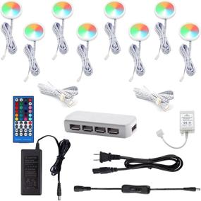 img 4 attached to 🎄 Wireless RGBW+White Color Changing Under Cabinet LED Lighting Kit - Perfect for Christmas Xmas Decorations, Parties - AIBOO 40-Key RF Remote Control, 8 Lights, 24W