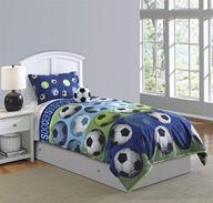 ⚽️ blue/white soccer league twin comforter set by riverbrook home - 3-piece juvenile bedding collection logo