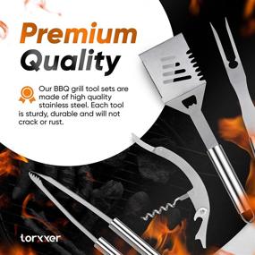 img 2 attached to 🔥 Premium 20 Piece Heavy Duty BBQ Grill Tools Set - Extra Thick Stainless Steel Spatula, Fork & Tongs. Complete Barbecue Accessories Kit in High-quality Aluminum Storage Case