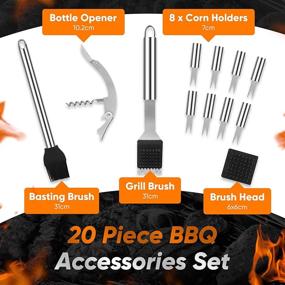 img 3 attached to 🔥 Premium 20 Piece Heavy Duty BBQ Grill Tools Set - Extra Thick Stainless Steel Spatula, Fork & Tongs. Complete Barbecue Accessories Kit in High-quality Aluminum Storage Case