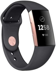 img 3 attached to 🏋️ CyberDig Silicone Sports Bands for Fitbit Charge 3, 3 SE, 4, and 4 SE (Small, Black/Rose Gold Buckle)