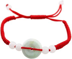 img 4 attached to 📿 Exquisite FOY-MALL Jadeite Jade Charm Bracelet - Red Braided Adjustable E1404