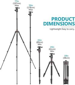 img 2 attached to Новая стойка для камеры DSLR высотой 77 дюймов - компактная алюминиевая стойка-монопод с шаровой головкой 360 градусов, 2 центральными осями, пластиной QR, нагрузкой до 8 кг - идеальна для путешествий и работы - в комплекте с сумкой для переноски.