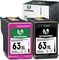 🖨️ economink remanufactured ink cartridge combo pack for hp 63 63xl: officejet, envy, deskjet printer compatible logo