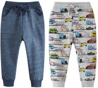 cute cartoon pattern cotton sweatpants for little 👦 boys - comfortable sport joggers with drawstring waistband and pockets logo