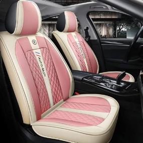 img 3 attached to Leather Leatherette Automotive Vehicle Beige Pink Interior Accessories