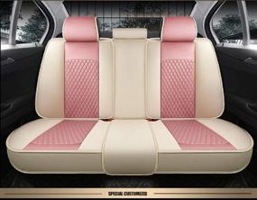 img 1 attached to Leather Leatherette Automotive Vehicle Beige Pink Interior Accessories
