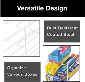 img 1 attached to 📦 Органайзер для хранения фольги и пленки на кухне с умным трехуровневым дизайном - прочная металлическая проволока из стали - покрытие, устойчивое к ржавчине - идеально подходит для хранения в кладовой, под раковиной и в шкафу - решение для организации кухонного хранения (9,9 x 7 дюймов) [Белый]