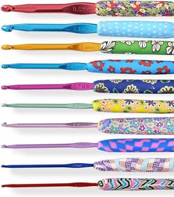img 4 attached to 🧶 LAYOER 10 Piece Crochet Hook Set 2mm-8mm in Soft Polymer Clay Color Pattern, Handmade with Aluminum Knitting Needles
