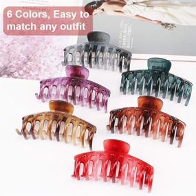 img 2 attached to 💎 WHAVEL Big Hair Claw Clips - Elegant Crystal Square Resin French Design for Women and Girls - Pack of 6 Non-slip 4 Inch Clips