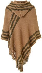 img 3 attached to 🧣 Burgundy Fringed Ferand Striped Sweater: Women's Scarves & Wraps Accessories