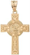 🙏 solid gold saint michael pray for us celtic cross pendant (1.30") - divine protection and timeless style logo