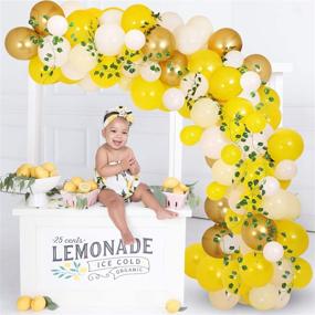 img 4 attached to Набор для оформления воздушными шарами "Sunflower Lemonade Party Balloon Garland Kit" - Гирлянда из желтых пастельных шаров для идеального оформления стенда Sunflower Lemonade Stand на детских вечеринках, невестинском душе или Дне рождения.