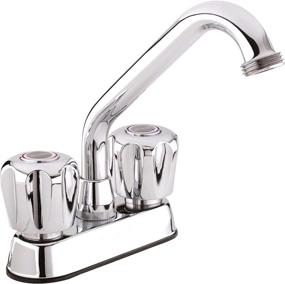 img 4 attached to 🚰 Plumb Pak 3040W: Dual Handle Laundry Tub Faucet with Swivel Spout and Hose End for Utility Sink in Polished Chrome - Efficient & Convenient