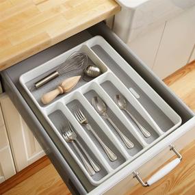 img 2 attached to 🍴 madesmart Classic Large Silverware Tray - White, 6-Compartments - Kitchen Drawer Organizer