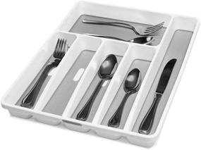 img 3 attached to 🍴 madesmart Classic Large Silverware Tray - White, 6-Compartments - Kitchen Drawer Organizer