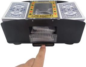 img 2 attached to 🃏 TAAVOP Black Battery-Operated Automatic Card Shuffler for Playing Cards/UNO (1-2 Deck), Electric Poker Card Shuffler Machine