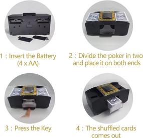 img 1 attached to 🃏 TAAVOP Black Battery-Operated Automatic Card Shuffler for Playing Cards/UNO (1-2 Deck), Electric Poker Card Shuffler Machine