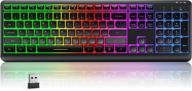 🔆 seenda backlit wireless keyboard - 2.4g rechargeable illuminated keyboard, full size ergonomic rgb backlit gaming keyboard with foldable stand for computer/desktop/pc/laptop/office logo